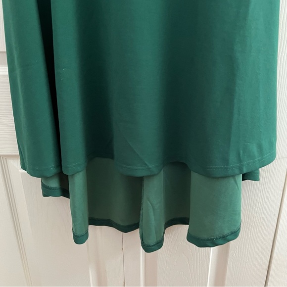 Huskary Forest Green Off the Shoulder Stretchy High Low Dress Sz Large - Picture 7 of 12